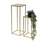 Tabouret à fleurs métal doré carré lot de 2 supports à fleurs table d'appoint...
