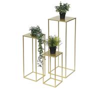 Tabouret à fleurs métal doré carré lot de 3 supports à fleurs table d'appoint...