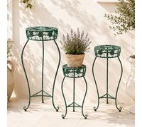 Tabouret à fleurs métal vert rond support à fleurs 96008 lot de 3 colonne de ...