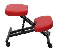 Tabouret à genoux HWC-E10, tabouret d'assise, réglable en hauteur, à roulettes, en similicuir et métal, certifié MVG rouge