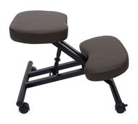 Tabouret à genoux HWC-E10, tabouret d'assise, réglable en hauteur, roulettes, similicuir, métal, certifié MVG marron foncé