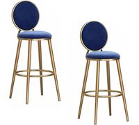 Tabouret à Hauteur chaises Bar Garni Velours avec des Jambes en métal, tabourets d'île Milieu du siècle pour la Maison comptoir de Cuisine (Bleu, 75 cm)