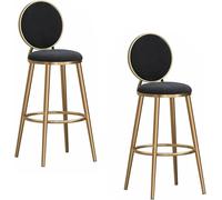 Tabouret à Hauteur chaises Bar remplies Velours avec Jambes en métal, des tabourets l'île Milieu du siècle pour la Maison comptoir de Cuisine (Noir, 65 cm)