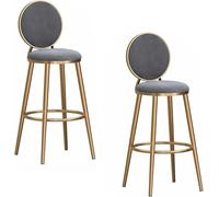 Tabouret à Hauteur chaises Bar remplies Velours avec Jambes en métal, des tabourets l'île Milieu du siècle pour la Maison comptoir de Cuisine (Gris, 75 cm)