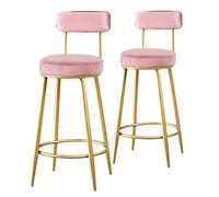 Tabouret à Hauteur comptoir avec Dossier Repose-Pieds, Ensemble tabourets de Cuisine métal en Velours pour Bar, café, Vivant R cm Rose (29,5 Pouces)