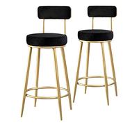 Tabouret à Hauteur comptoir avec Dossier Repose-Pieds, Ensemble tabourets de métal en Velours pour Bar, Cuisine, Vivant R cm Noir (29,5 Pouces)