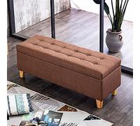 Tabouret à Langer d'entrée avec Rangement, Banquette de Rangement rembourrée en Lin, Repose-Pieds Moderne pour Salon et Chambre à Coucher, Marron Clair, 70 x 40 x 45 cm