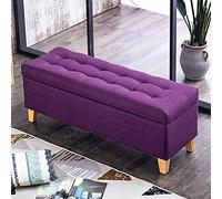 Tabouret à Langer d'entrée avec Rangement, Banquette de Rangement rembourrée en Lin, Repose-Pieds Moderne pour Salon et Chambre à Coucher, Violet, 90 x 40 x 45 cm