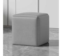 Tabouret à Pieds Carrés en Tissu Technologique - Chaise Canapé Ottomane Cubique Gigogne Polyvalente 5 en 1 avec roulettes Pivotantes pour Le Salon/Salle à Manger, Light Gray, 35CM/13.8INCH
