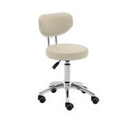 Tabouret à roulette avec dossier - 46 - 60 cm - 150 kg - Beige foncé | physa