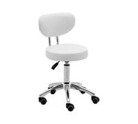 Physa ASCONA White Tabouret à roulettes avec dossier 150 kg 46-60 cm Hauteur réglable Blanc