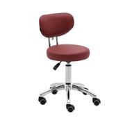 Tabouret à roulette avec dossier - 46 - 60 cm - 150 kg - Bordeaux | physa