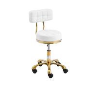 Tabouret à roulette avec dossier - 47 - 61 cm - 150 kg - Blanc /Doré | physa