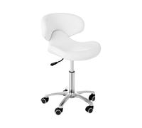 Tabouret à roulettes avec dossier - 450- 590 mm - 150 kg - Blanc | physa