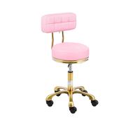 Tabouret à roulettes - avec dossier - 48 - 61 cm - 150 kg - rose pâle/doré | physa