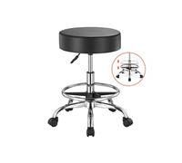 VEVOR Tabouret rond à roulettes – cuir PU épais, hauteur réglable, repose-pieds, 204 kg, noir