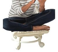 Tabouret à roulettes bas avec support dorsal en cuir synthétique résistant | Siège de pédicure à roulettes pour maison, garage, magasin, bibliothèque, studio, pédicure, soins des enfants