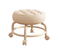 Tabouret à roulettes bas, mobile, avec roues pivotantes à 360°, siège roulant ménager confortable et robuste, en cuir synthétique, pour la maison et le magasin, noir, chaise à bascule en rotin, blanc,
