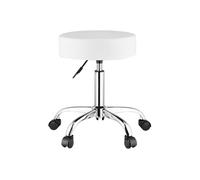 Tabouret à Roulettes Capacité 204kg Rond Hauteur Réglable 55-71cm En Cuir PU Epais