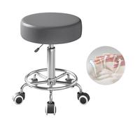 Tabouret à roulettes, capacité de charge lourde de 113,4 kg, tabouret roulant en cuir synthétique, siège rembourré ultra doux, tabourets roulants avec roues et repose-pieds, pivotant à 360°, tabouret