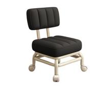 Tabouret à roulettes carré avec dossier, roulettes pivotantes, siège en cuir synthétique, cadre en acier au carbone, capacité de 150 kg pour bureau, salon, atelier