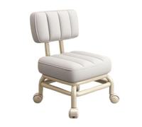 Tabouret à roulettes carré avec dossier, roulettes pivotantes, siège en cuir synthétique, cadre en acier au carbone, capacité de 150 kg pour bureau, salon, atelier