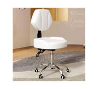 Tabouret À Roulettes En Cuir PU, Tabouret Pivotant Et Réglable En Hauteur, Tabouret De Spa, Chaise De Selle Pivotante Avec Dossier(A)