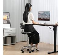 HOMCOM Tabouret à roulettes, tabouret de massage avec hauteur réglable 70-86 cm, dossier et repose-pieds, chaise de travail à roulettes pivotant, pour salon de massage, tatouage, clinique, spa, noir
