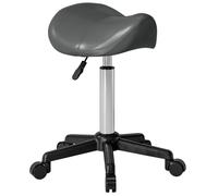 HOMCOM Tabouret à roulettes, Tabouret de Massage avec Hauteur réglable 45-57 cm et Selle Ergonomique, Chaise de Travail à roulettes pivotant 360°, pour Salon de Massage, Tatouage, Clinique, Spa, Gris