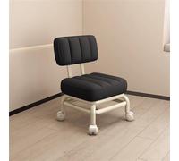 Tabouret à roulettes pivotant à 360° avec dossier, chaise roulante courte pour la maison, tabouret de pédicure sur roulettes, compact pour petits espaces