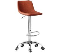 Tabouret à roulettes réglable avec dossier en cuir synthétique - 55,9 cm - 68,6 cm - Siège en cuir synthétique - Assemblage facile - Repose-pieds en métal pour cuisine, bar et salle à manger