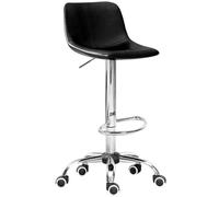 Tabouret à roulettes réglable avec dossier en cuir synthétique - 55,9 cm, 68,6 cm - Siège en cuir synthétique - Repose-pieds en métal - Assemblage facile pour îlot de cuisine - Noir
