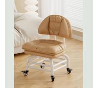 Tabouret à roulettes réglable en cuir PU avec base ronde en métal et roues universelles - Parfait pour le fitness à domicile, les salons de beauté, la pédicure et la beauté, design à 3 couches