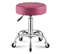 Tabouret à roulettes rond réglable en cuir synthétique avec repose-pieds, chaise moderne pour spa, salon de tatouage, rédaction, siège rouge pour plus de confort et de style
