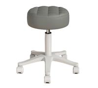 Tabouret à roulettes rond robuste en cuir synthétique réglable en hauteur avec roulettes pour bureau, maison, travail, studio, magasin, spa, salon (gris foncé)