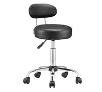 Casaria Tabouret à roulettes Tabouret de Bureau avec Dossier réglable en Hauteur pivotable 360° Tabouret Atelier Similicuir Noir