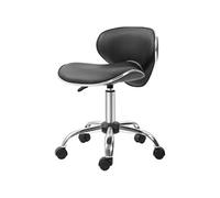 HOMCOM Tabouret à roulettes tabouret de travail avec hauteur réglable 44-56 cm et dossier, tabouret de bureau pivotant 360° pour salon de massage, bureau, clinique, noir