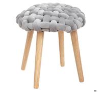 Tabouret ""Akemi"" tricot gris - Atmosphera createur d'interieur