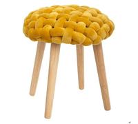 Tabouret ""Akemi"" tricot jaune moutarde - Atmosphera createur d'interieur