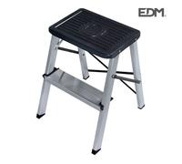 Tabouret - Aluminium - 2 marches - Noir - Pliable - 150 kg max
