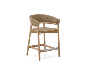 Tabouret Arinella en bois d'acacia massif finition naturelle et corde beige 65 cm FSC 100%