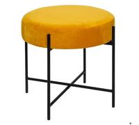 Tabouret ""Arty"" velours jaune moutarde - Atmosphera createur d'interieur