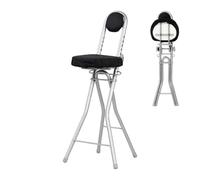 Tabouret Assis-Debout Relaxdays, réglable 58-73 cm, 100 kg, Pliable, Bureau/Maison, Noir/Argent