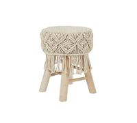 AltoBuy Bohemian - Tabouret Assise Décorative Style Macramé Pieds en Pin Naturel