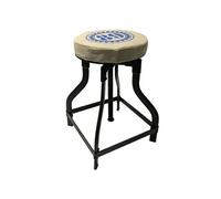 Tabouret atelier vintage à crémaillère en métal assise toile imprimée - SOLAL - ALTOBUY