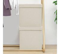 Tabouret avec espace de rangement 2 pcs. Blanc crème aspect lin