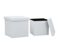 Tabouret avec espace de rangement 2 pcs. Blanc Similicuir