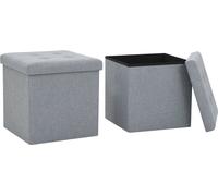 Tabouret avec espace de rangement 2 pcs. Gris clair aspect lin
