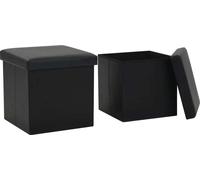 Tabouret avec espace de rangement 2 pcs. noir similicuir