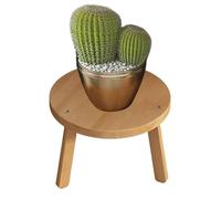 Tabouret avec pied rond en bois, finition naturelle, présentoir de fleurs décoratif | Rustique ferme, salon, lavabo, rebord de fenêtre, balcon, salle de bain, chambre à coucher, jardin, intérieur et